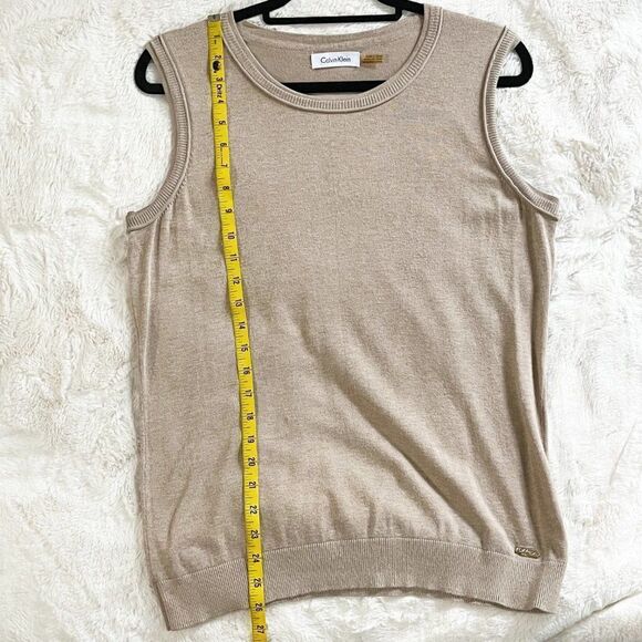 Calvin Klein Shell Sweater Vest Top - Heather Latte - Picture 5 of 9